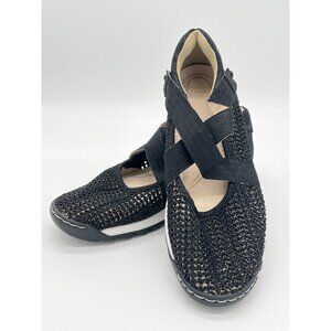 Jambu "Mia" Black Woven Mary Jane Sneakers Size 8
